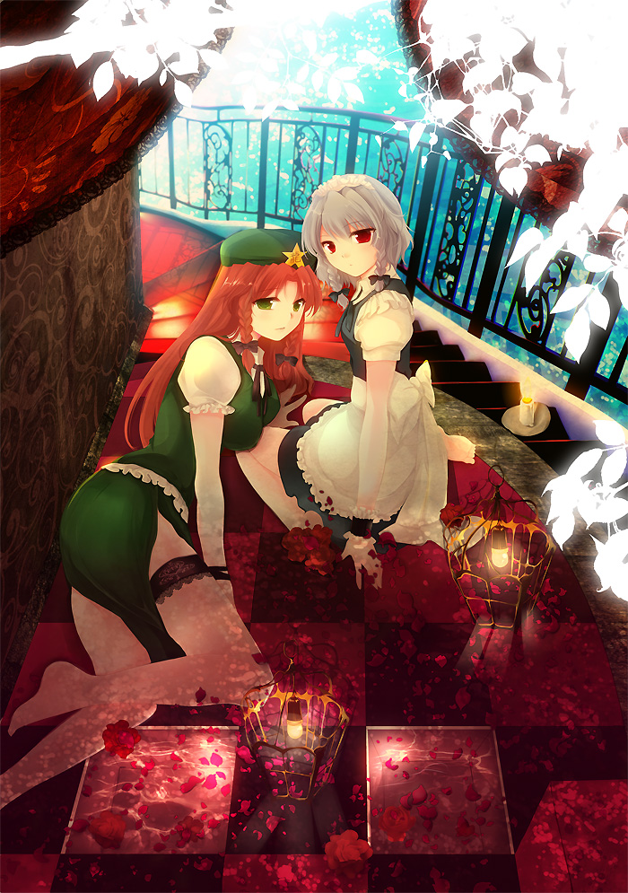 izayoi sakuya and hong meiling (touhou) drawn by teramoto_kaoru