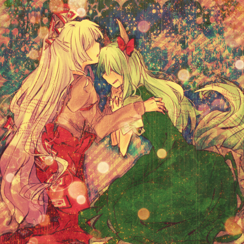 fujiwara no mokou, kamishirasawa keine, and ex-keine (touhou) drawn by mizuki_(flowerlanguage)