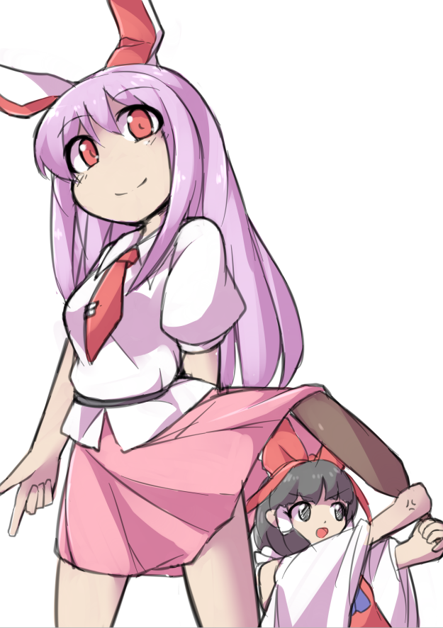 hakurei reimu and reisen udongein inaba (touhou) drawn by fun_bo