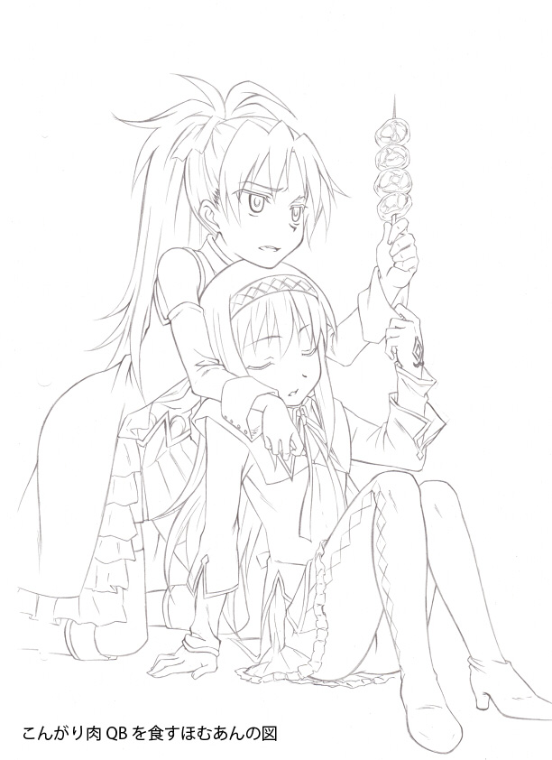 akemi homura and sakura kyoko (mahou shoujo madoka magica) drawn by renji_(orange_ize)