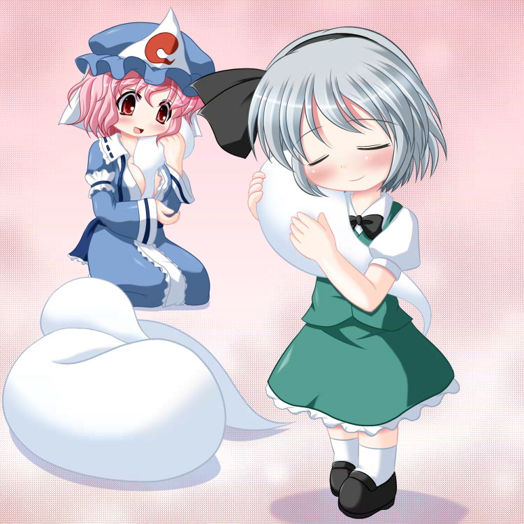 konpaku youmu and saigyouji yuyuko (touhou) drawn by riku_(rikkuru)