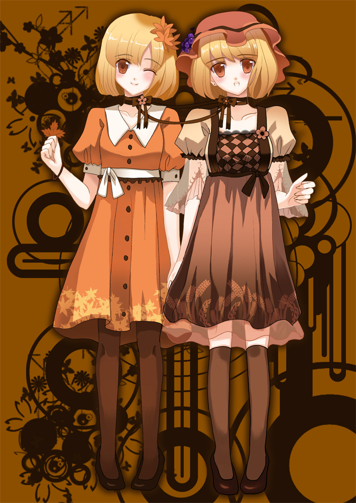 aki minoriko and aki shizuha (touhou) drawn by aprilred