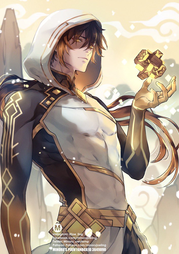 zhongli (genshin impact) drawn by minoru_(minoru_uwutemp)
