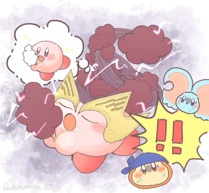 kirby, bandana waddle dee, elfilin, tornado kirby, and storm tornado kirby (kirby and 1 more) drawn by hosimaru_kirby