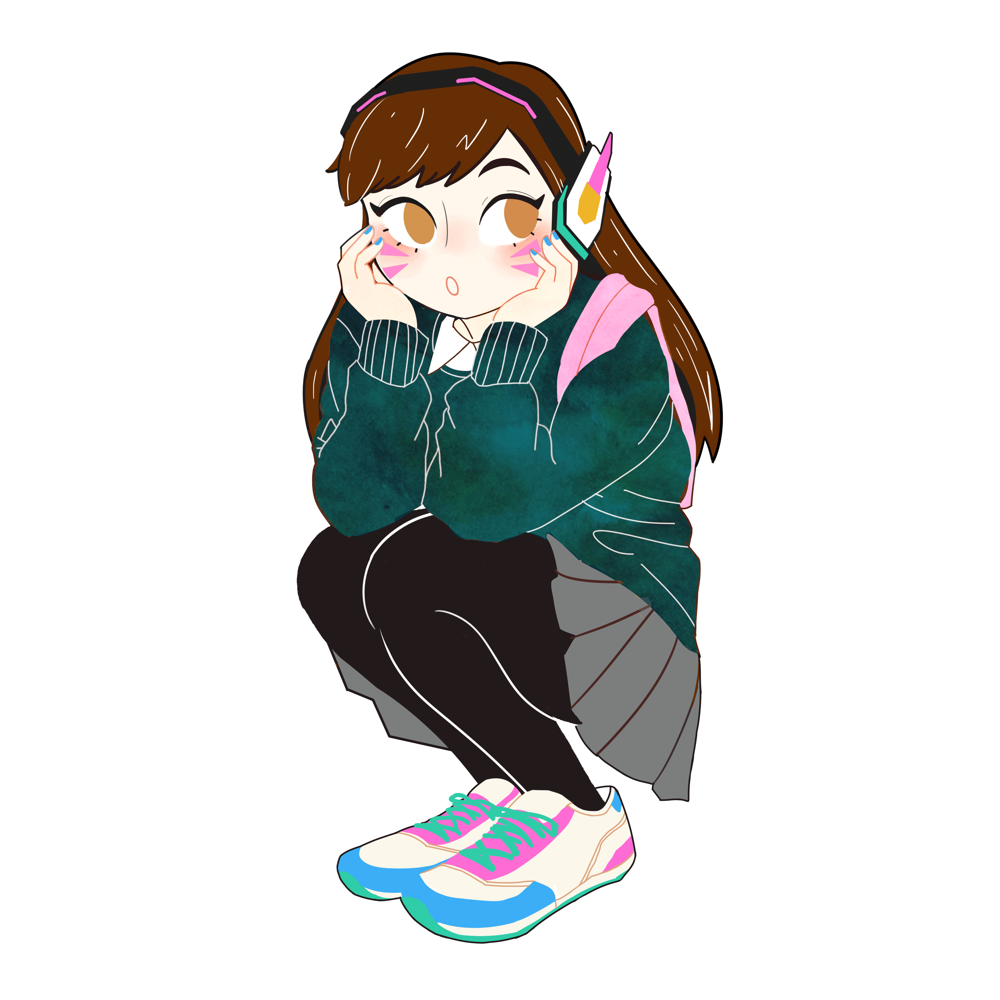 d.va (overwatch and 1 more) drawn by mona_(h-rabbit)
