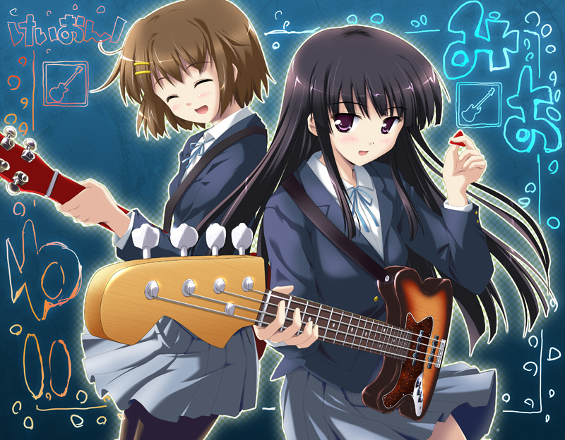 akiyama mio and hirasawa yui (k-on!) drawn by ryoumoto_ken