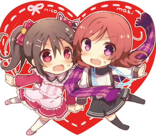 nishikino maki and yazawa nico (love live! and 1 more) drawn by shiroi_hakuto