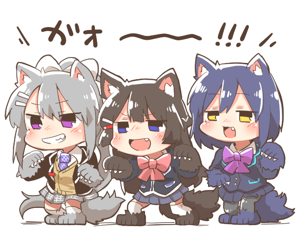 tsukino mito, higuchi kaede, and shizuka rin (nijisanji) drawn by rebecca_(keinelove)