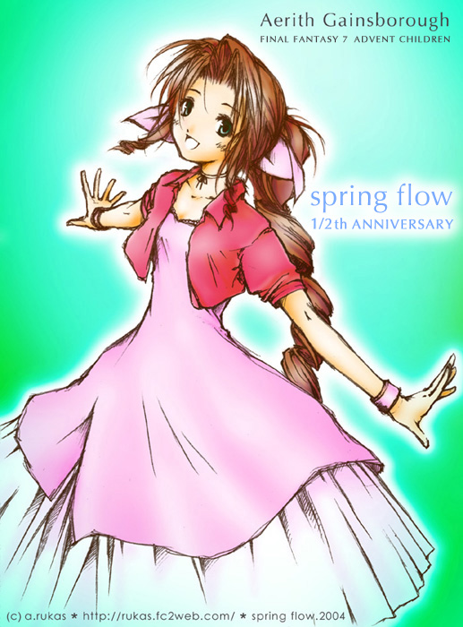 aerith gainsborough (final fantasy and 1 more) drawn by spring_flow