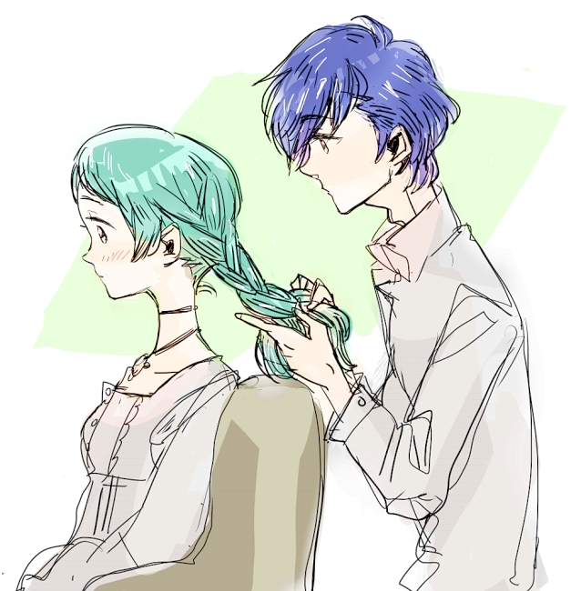 yuuki makoto and yamagishi fuuka (persona and 2 more) drawn by sutei_(giru)