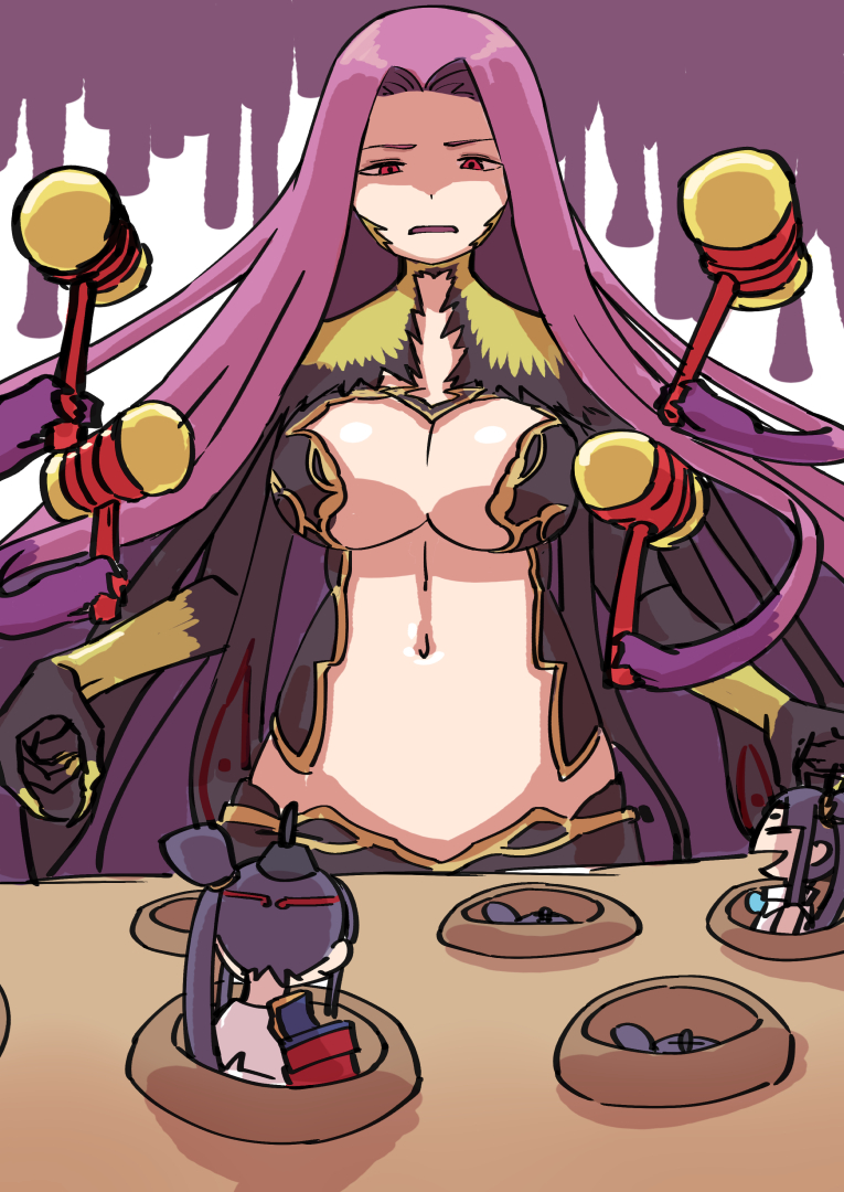 medusa, ushiwakamaru, and gorgon (fate and 1 more) drawn by nyantiu