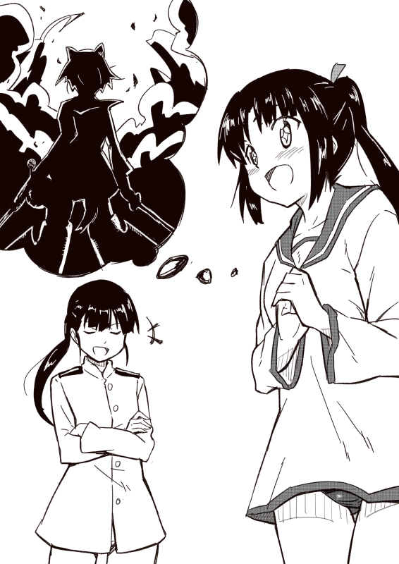 miyafuji yoshika, sakamoto mio, and hattori shizuka (world witches series and 1 more) drawn by shibasaki_shouji