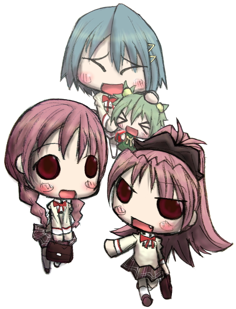 miki sayaka, sakura kyoko, chitose yuma, and sakura momo (mahou shoujo madoka magica and 1 more) drawn by rctr