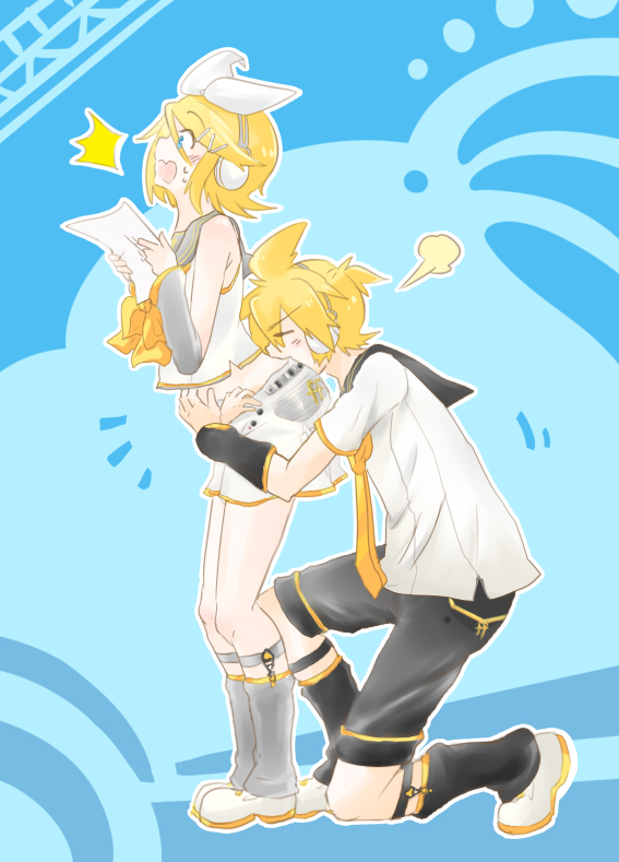 kagamine rin and kagamine len (vocaloid) drawn by bockdog