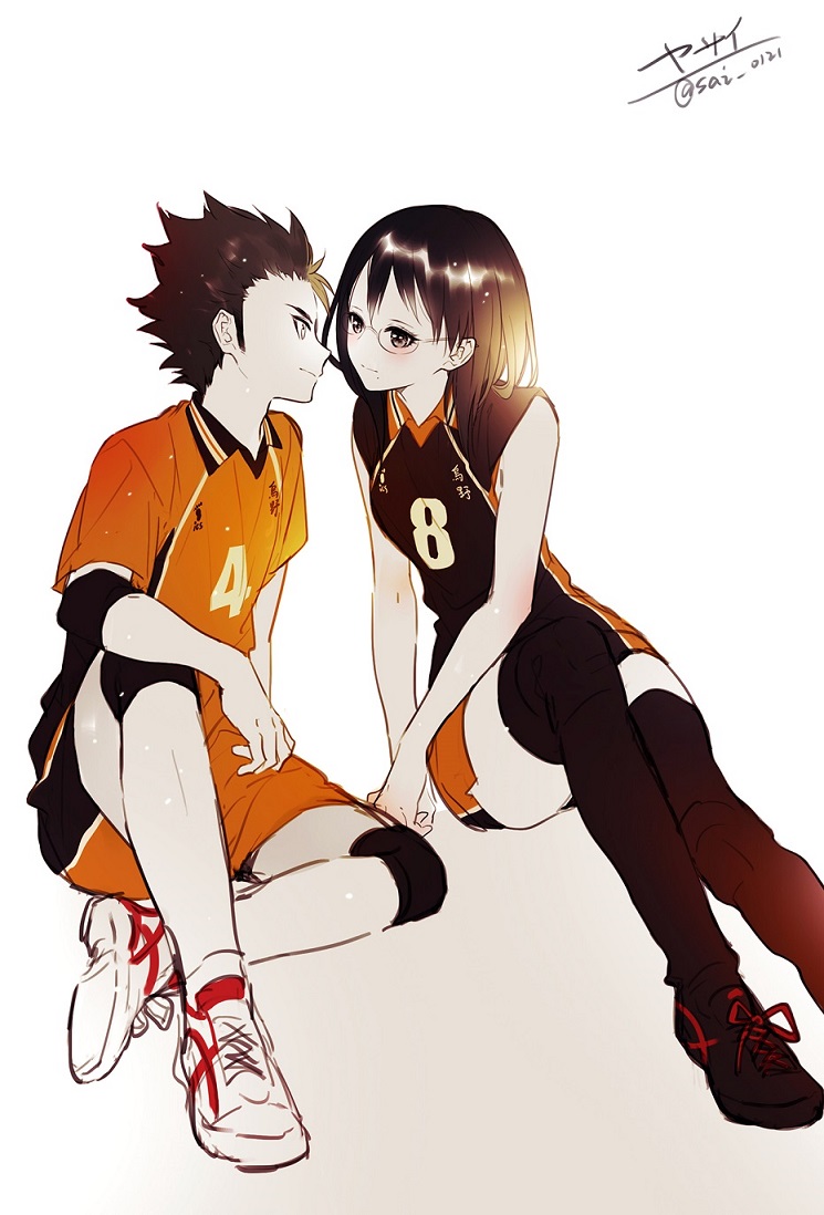 shimizu kiyoko and nishinoya yuu (haikyuu!!) drawn by yasai_(getsu)