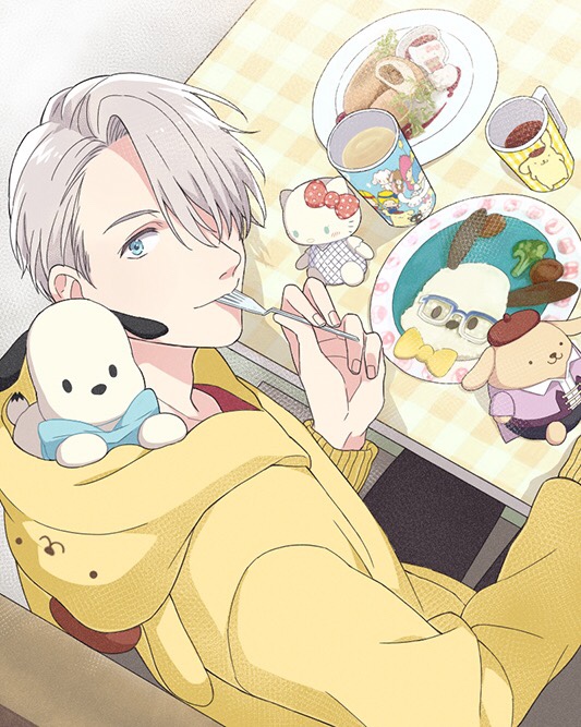 viktor nikiforov, hello kitty, pompompurin, pochacco, shirousa, and 1 more (sanrio and 4 more) drawn by al_(ahr)