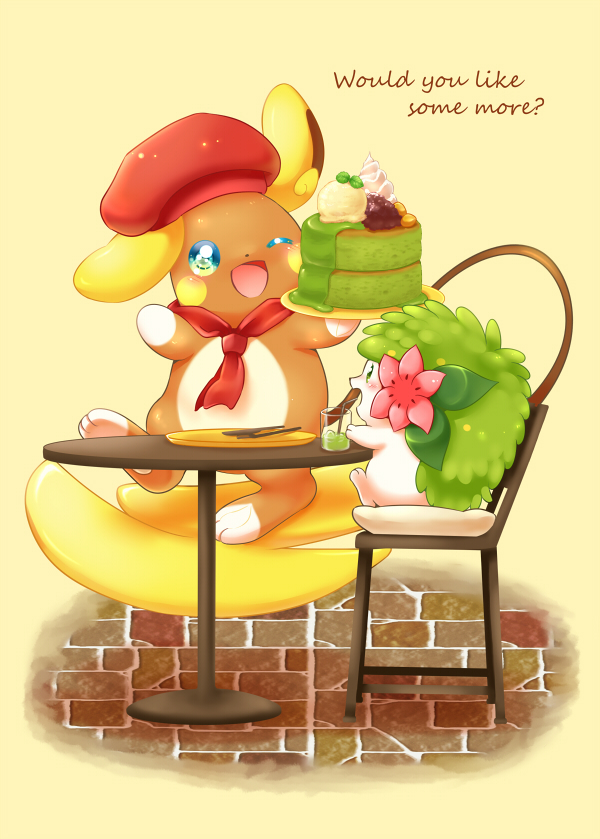 shaymin and alolan raichu (pokemon) drawn by aimi_(aimia492)