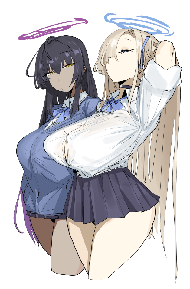 asuna and karin (blue archive) drawn by leebo_(leeboxxx)