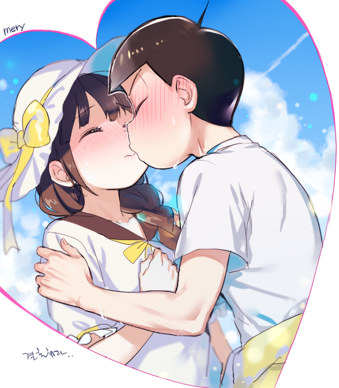 matsuno jyushimatsu and jyushimatsu's girlfriend (osomatsu and 2 more) drawn by mery_(yangmalgage)