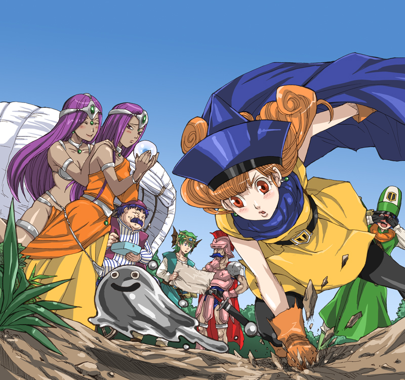 manya, alena, minea, hero, clift, and 3 more (dragon quest and 1 more) drawn by coco_(nattou)