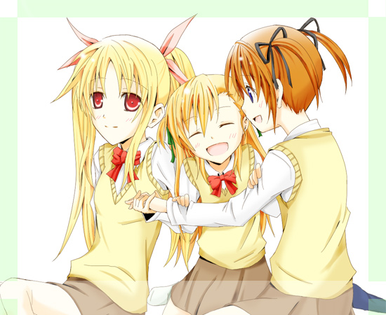 fate testarossa, takamachi nanoha, and vivio (lyrical nanoha and 1 more)
