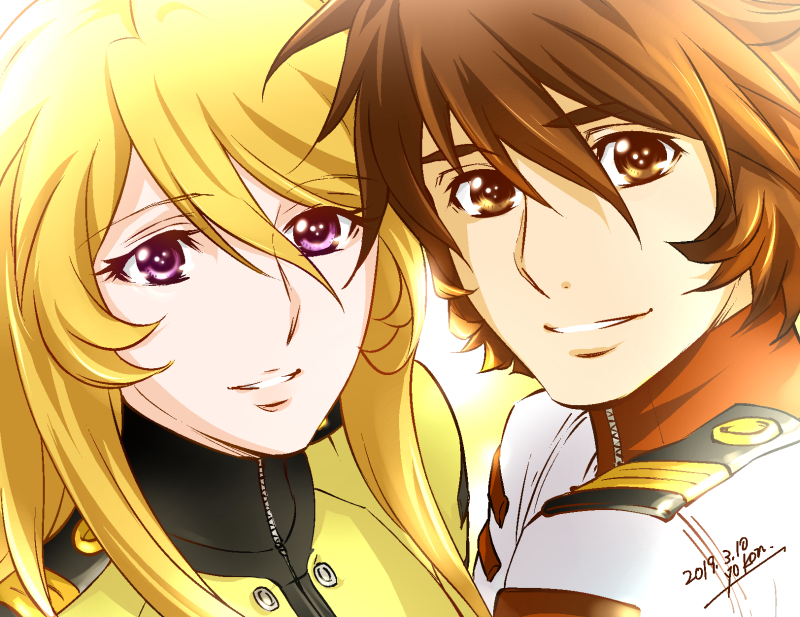 mori yuki and kodai susumu (uchuu senkan yamato and 1 more) drawn by yokon2199