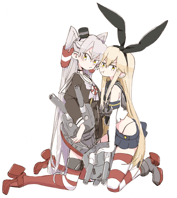 shimakaze and amatsukaze (kantai collection) drawn by mokeo