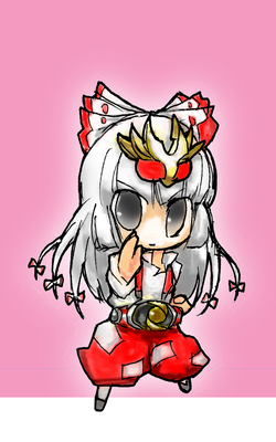 fujiwara no mokou, kamen rider agito, and agito (touhou and 2 more) drawn by hashimoto