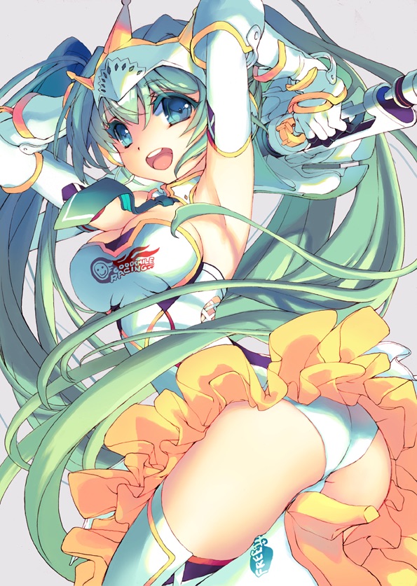 hatsune miku and racing miku (vocaloid and 2 more) drawn by sagano_aoi