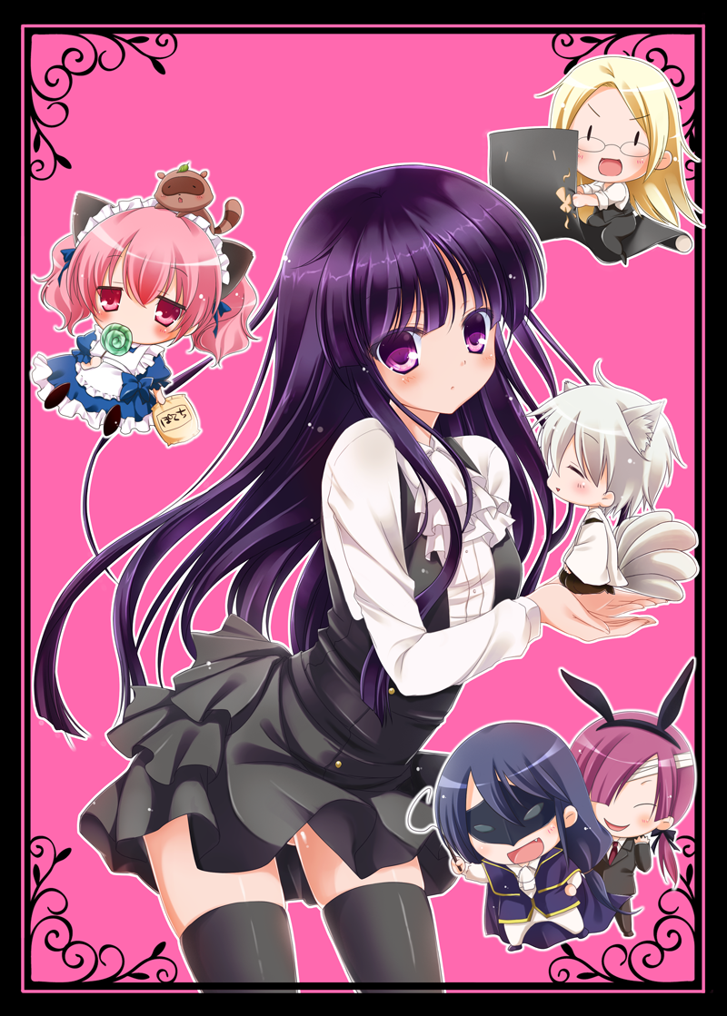 shirakiin ririchiyo, roromiya karuta, watanuki banri, miketsukami soushi, yukinokouji nobara, and 3 more (inu x boku ss) drawn by minakami_rinka