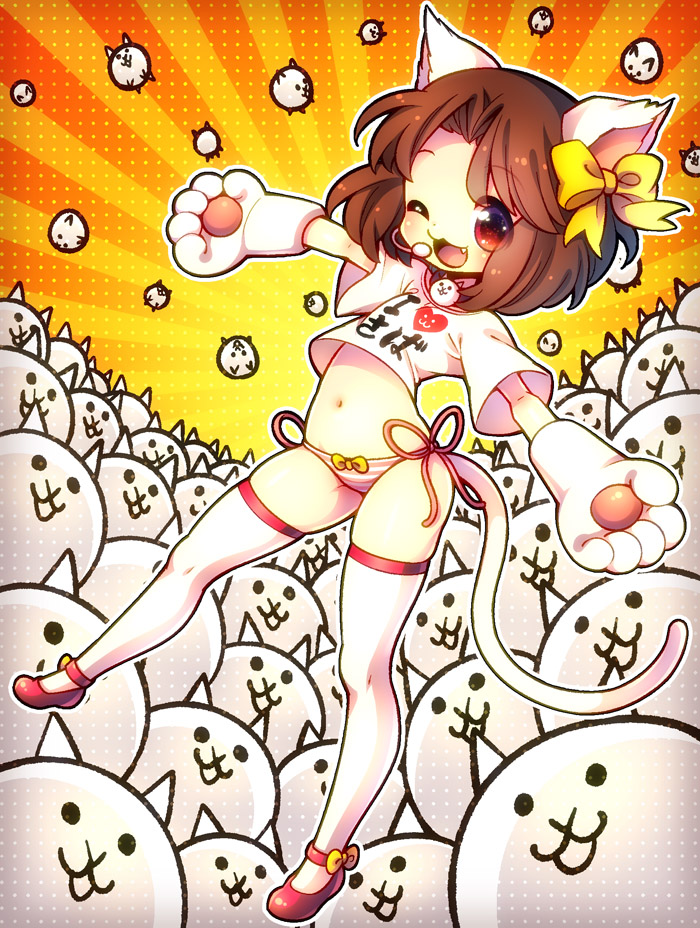 cat and moneko (nyanko daisensou) drawn by ebisawa_(alluviju)