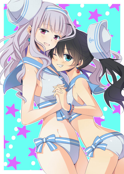 shijou takane and ganaha hibiki (idolmaster) drawn by emi_(fornina)