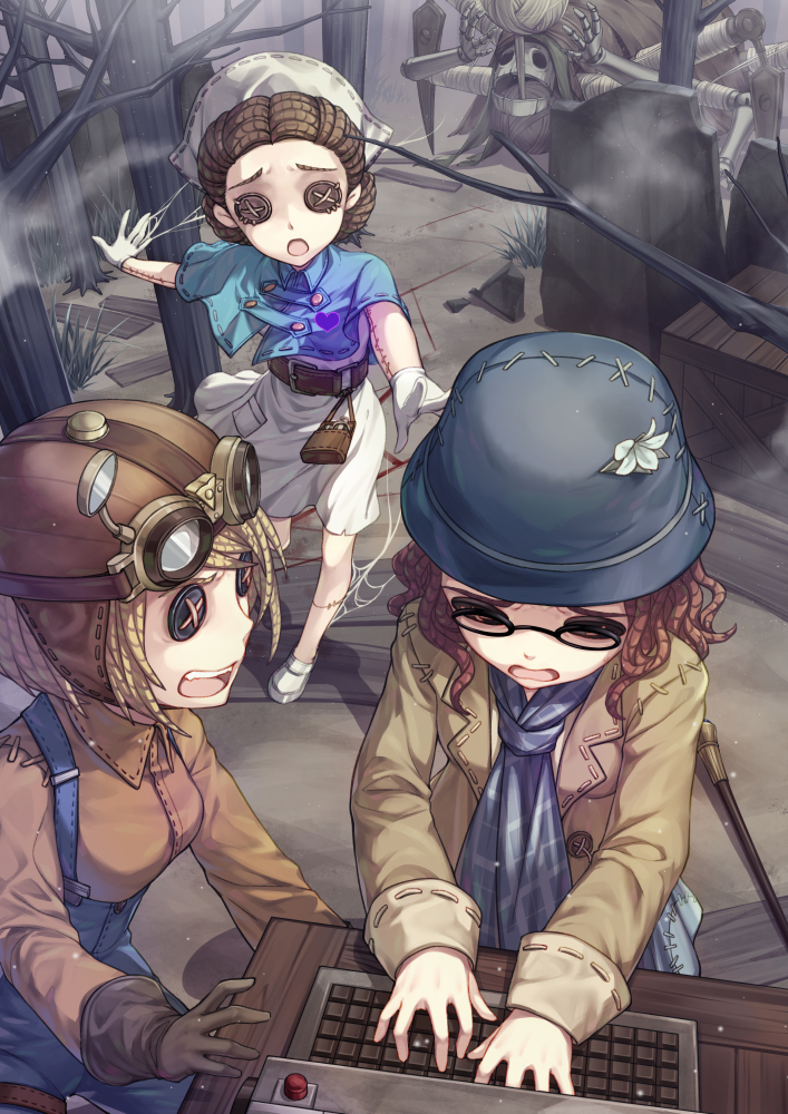 tracy reznik, emily dyer, helena adams, and violetta (identity v) drawn by jh