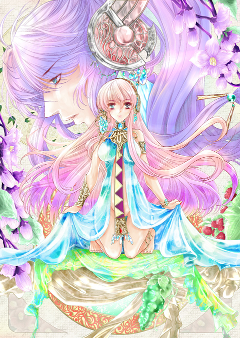 megurine luka and kamui gakupo (vocaloid) drawn by riria