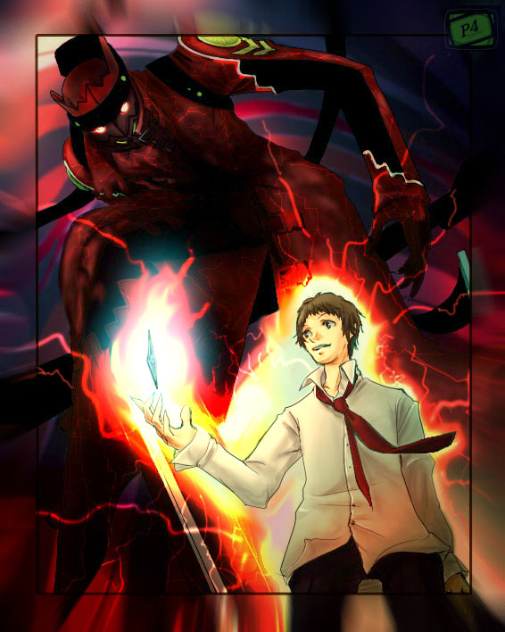 adachi tooru and magatsu izanagi (persona and 1 more) drawn by rasneko