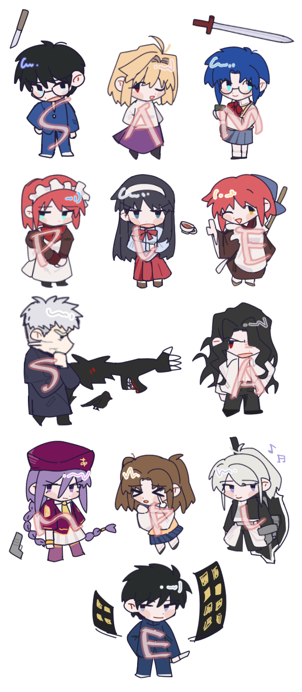 arcueid brunestud, ciel, tohno akiha, kohaku, tohno shiki, and 8 more (tsukihime and 1 more) drawn by ii_nkmk