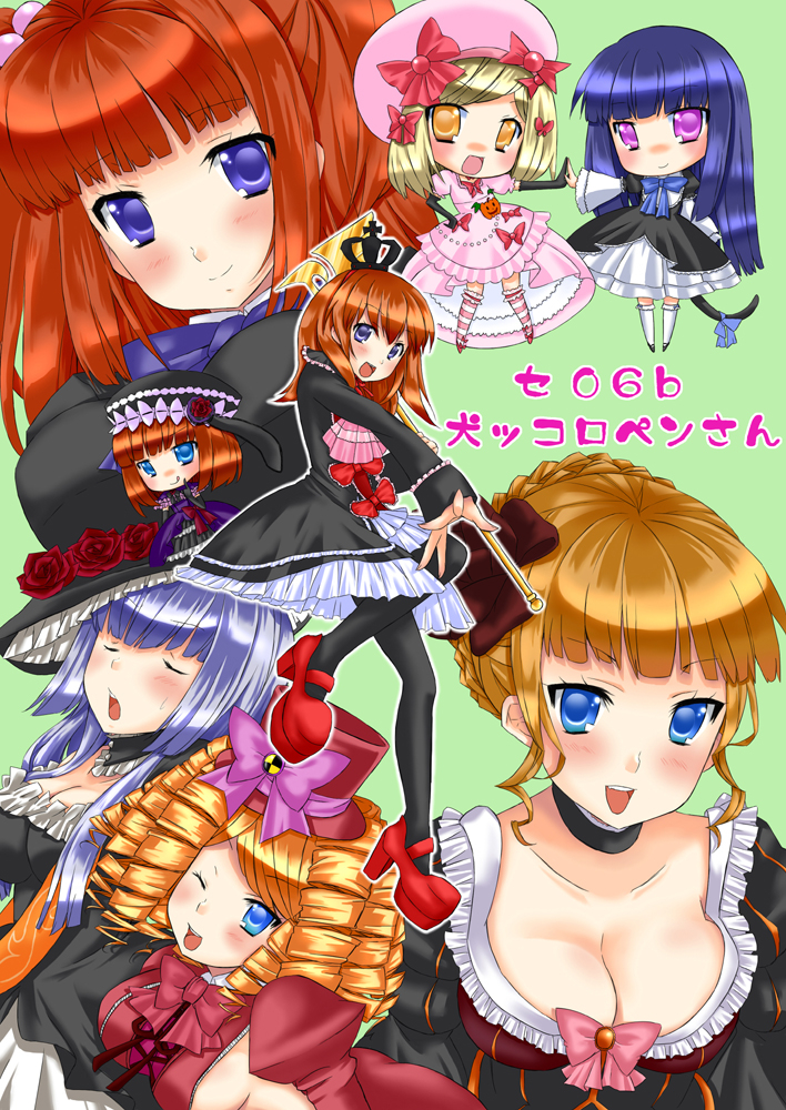 beatrice, ushiromiya ange, frederica bernkastel, ushiromiya maria, lambdadelta, and 4 more (umineko no naku koro ni) drawn by pengin_guriko