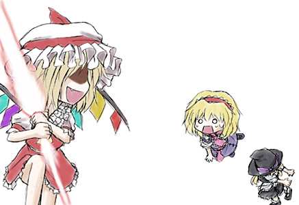 kirisame marisa, flandre scarlet, and alice margatroid (touhou) drawn by aozora_market