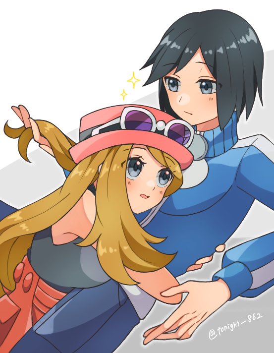 serena and calem (pokemon and 1 more) drawn by rain_(tonight_862)