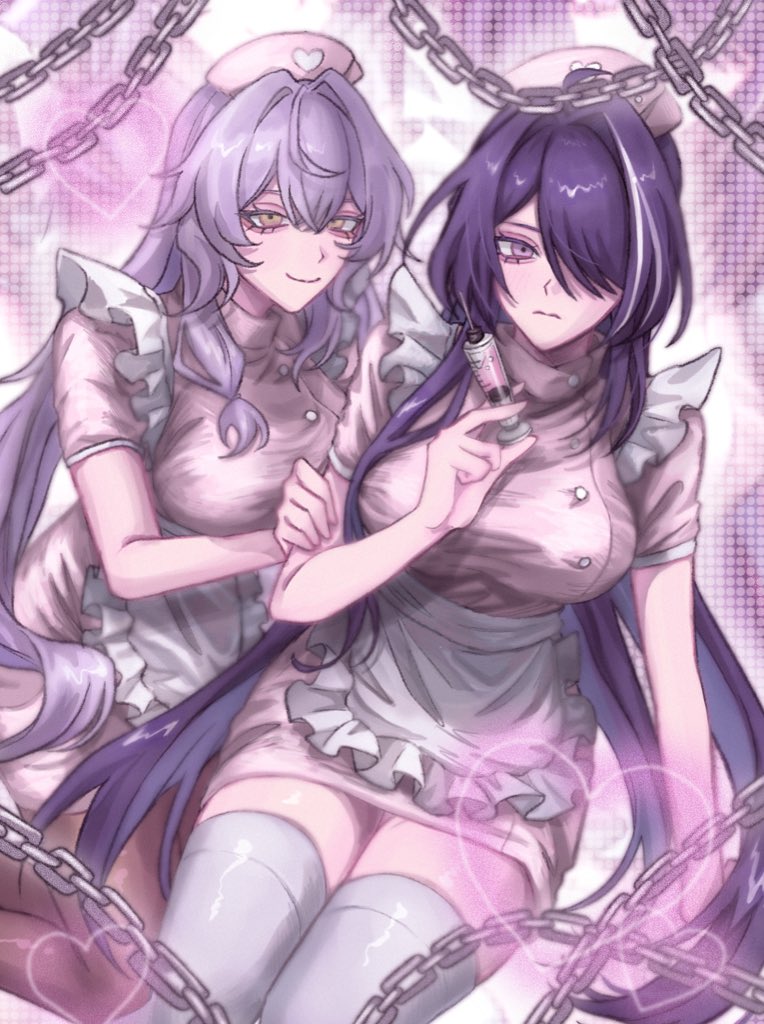 acheron and black swan (honkai and 1 more) drawn by l0ver_t_t