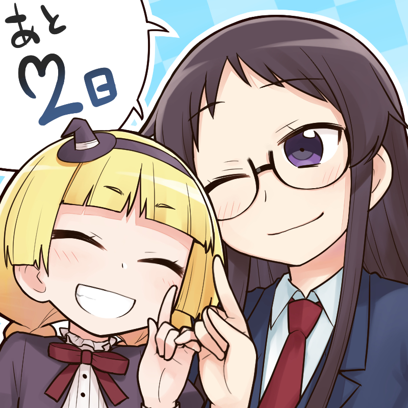 rhianna alkanet and harii noriko (majo to houki to kurobuchi megane) drawn by heebee