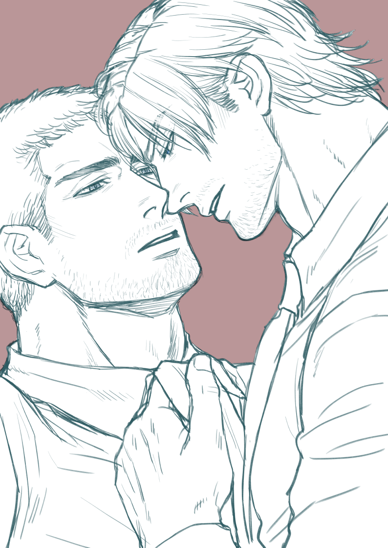 leon s. kennedy and chris redfield (resident evil and 1 more) drawn by kdk13_(bio_kadoki13)