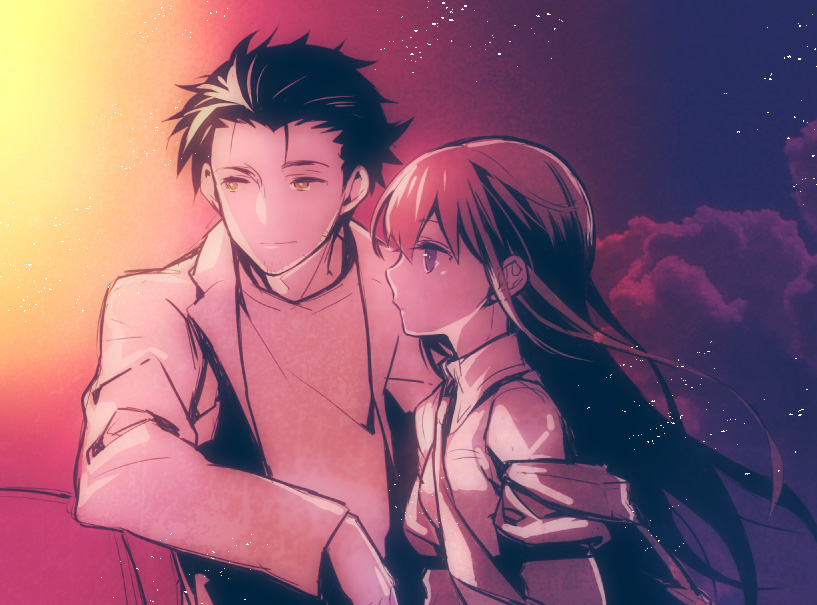 makise kurisu and okabe rintarou (steins;gate) drawn by misti