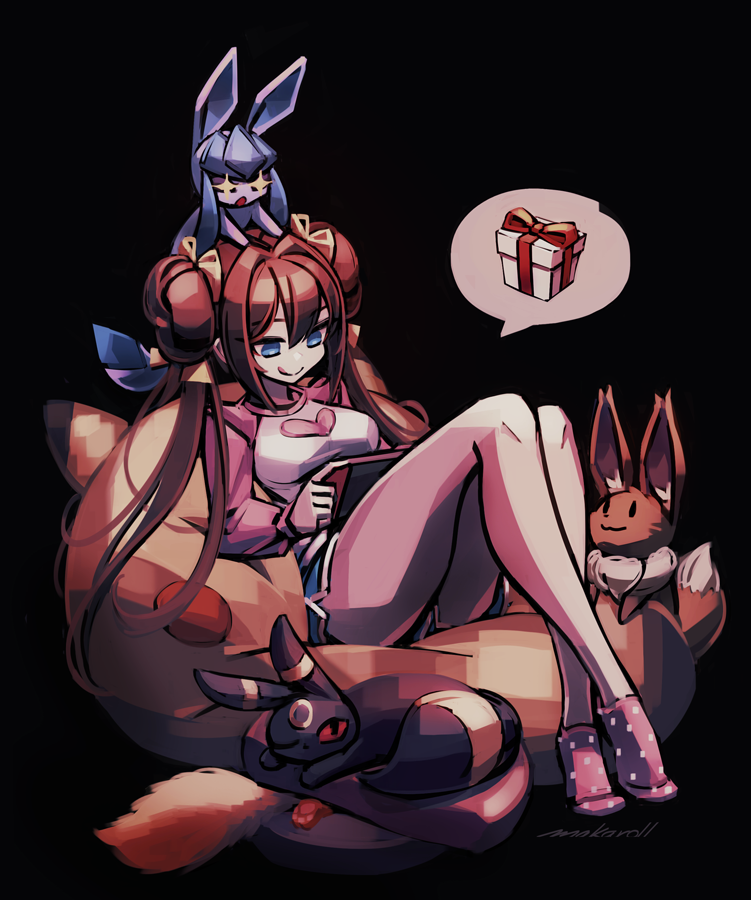 pikachu, rosa, eevee, umbreon, and glaceon (pokemon and 1 more) drawn by makaroll
