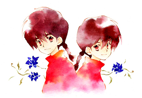 ranma-chan and saotome ranma (ranma 1/2) drawn by nagomi-x