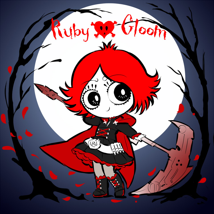 ruby rose and ruby gloom (rwby and 1 more) drawn by iesupa
