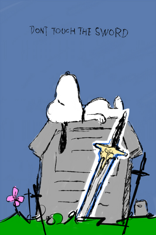 snoopy and great grey wolf sif (dark souls and 2 more) drawn by marunedamenaotoko