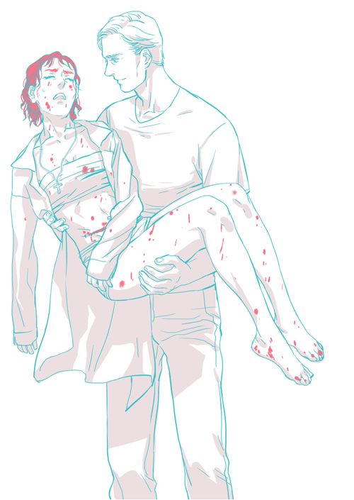 david 8 and elizabeth shaw (alien and 1 more) drawn by pukun