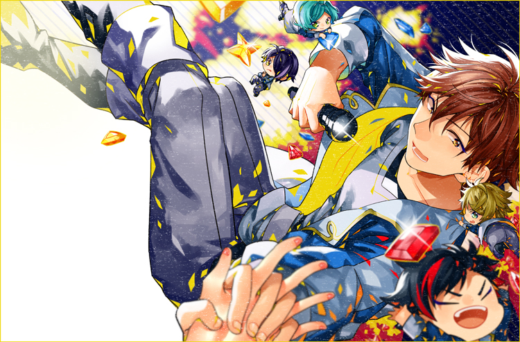 morisawa chiaki, shinkai kanata, sengoku shinobu, takamine midori, and nagumo tetora (ensemble stars!) drawn by ji_yu