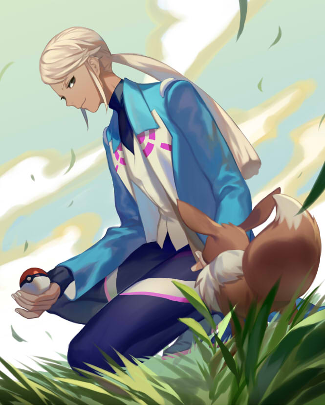 eevee and blanche (pokemon and 1 more) drawn by yamakawa